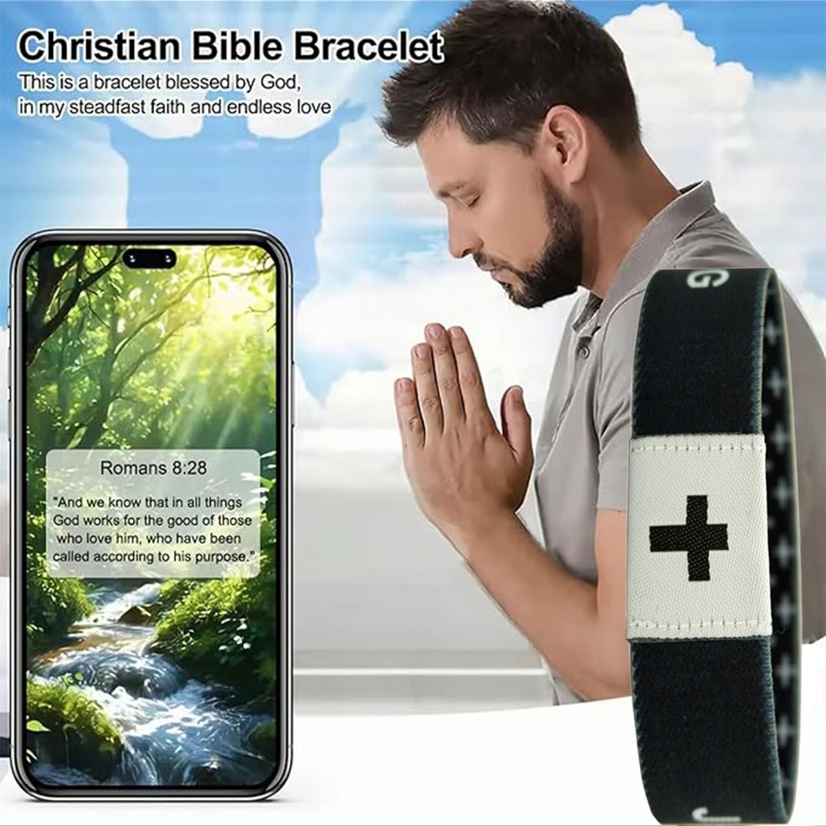 Wearable Bible Bracelet Daily Bracelet With NFC ，Daily Bible Verse Bracelet-1Pc