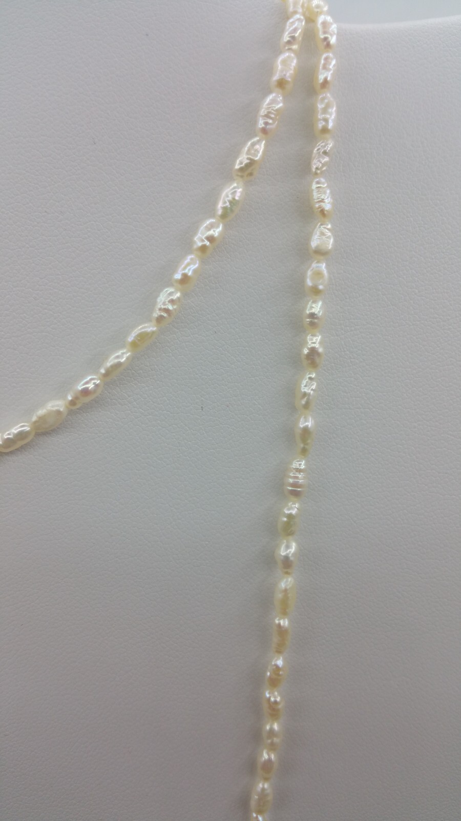 35in White Freshwater Small 2-3mm Rice Pearl Necklace Woman Ladies Girls Teens