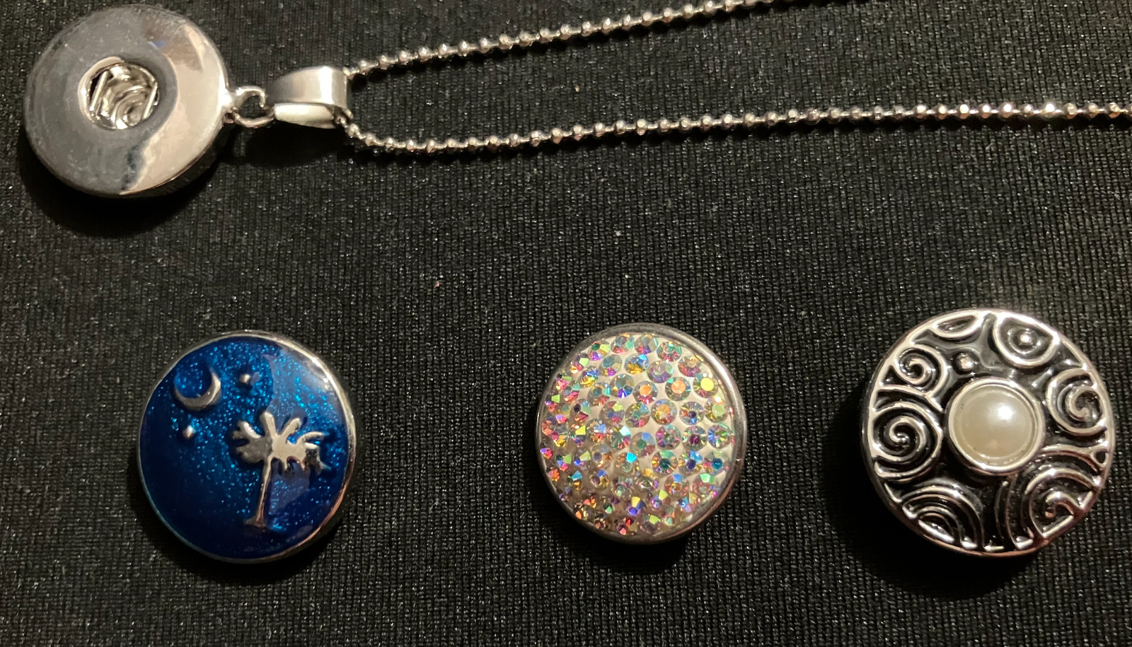 Button Charm Snap on Changeable Stainless Steel Enamel Pendant Set