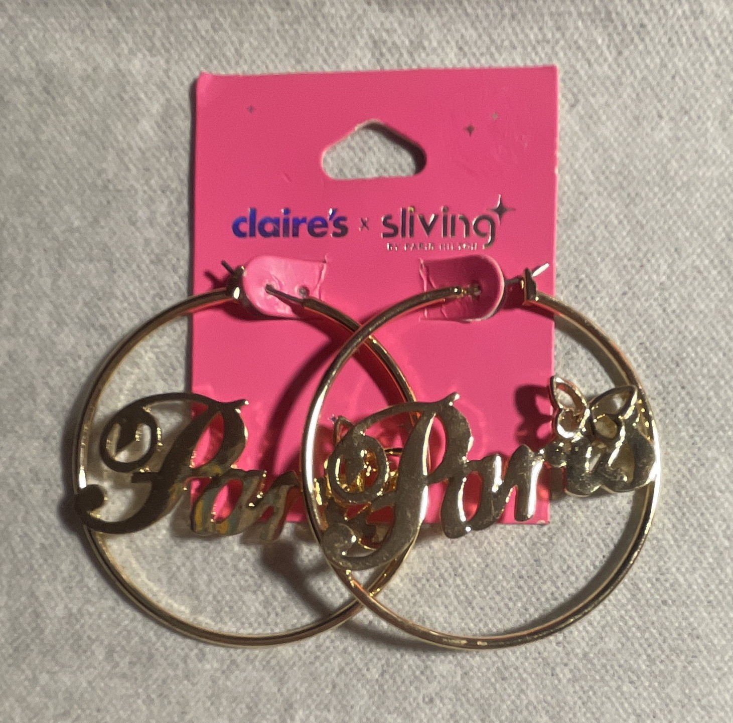 Claire’s x SLIVING Paris Gold-Tone Round Hoop Earrings, Hook Closure