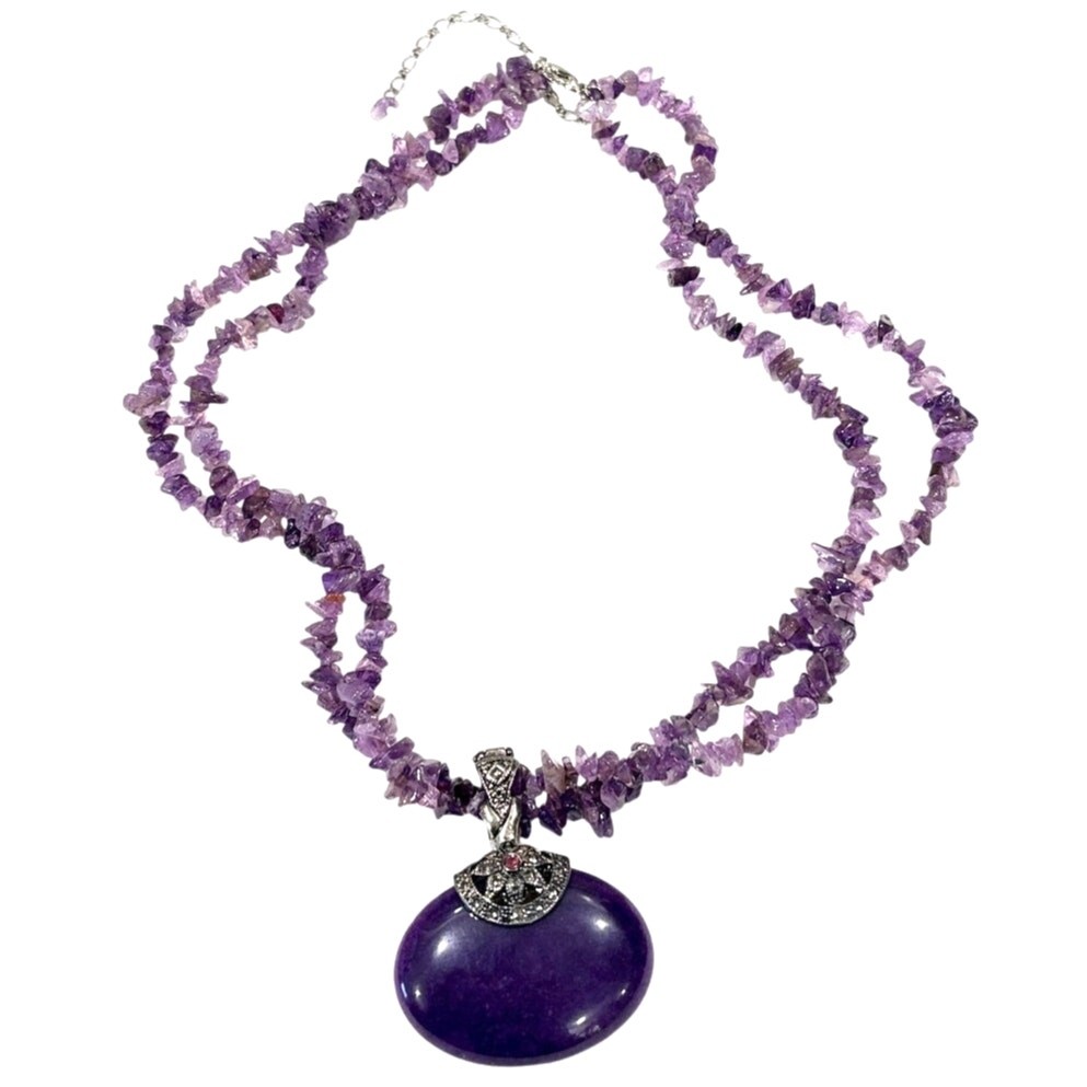 Premiere Designs Purple Stone Removable Pendant Necklace Statement Adjustable