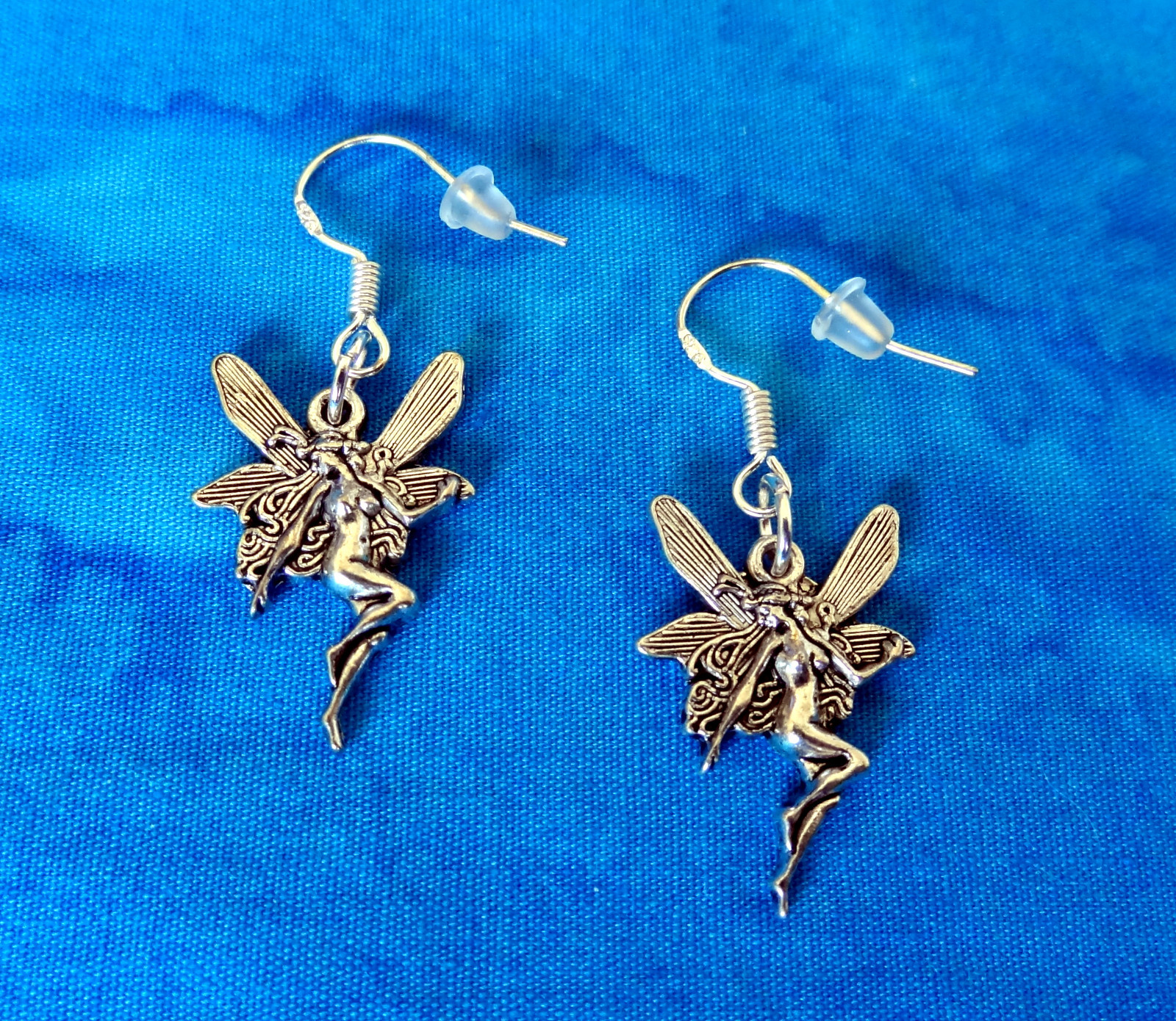 FANTASY FAIRY ANGEL NYMPH SILVER CHARM EARRINGS~STERLING HOOK~GIFT FOR HER WOMEN