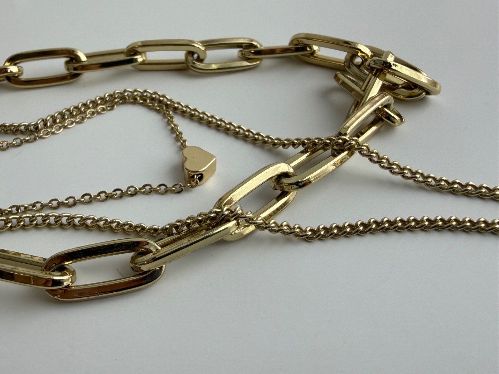 Park Lane ELEXA 3-in-1 Necklace Gold Tone Chain Link Lock & Heart Charms NWT
