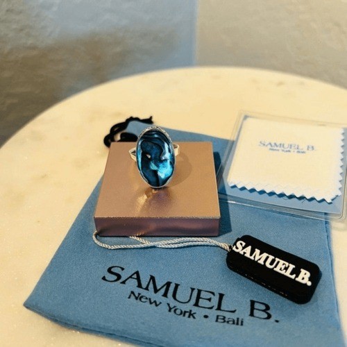 Samuel B. Sterling Silver Bezel Set Abalone Balinese Oval Ring, Sizes 6, NWT