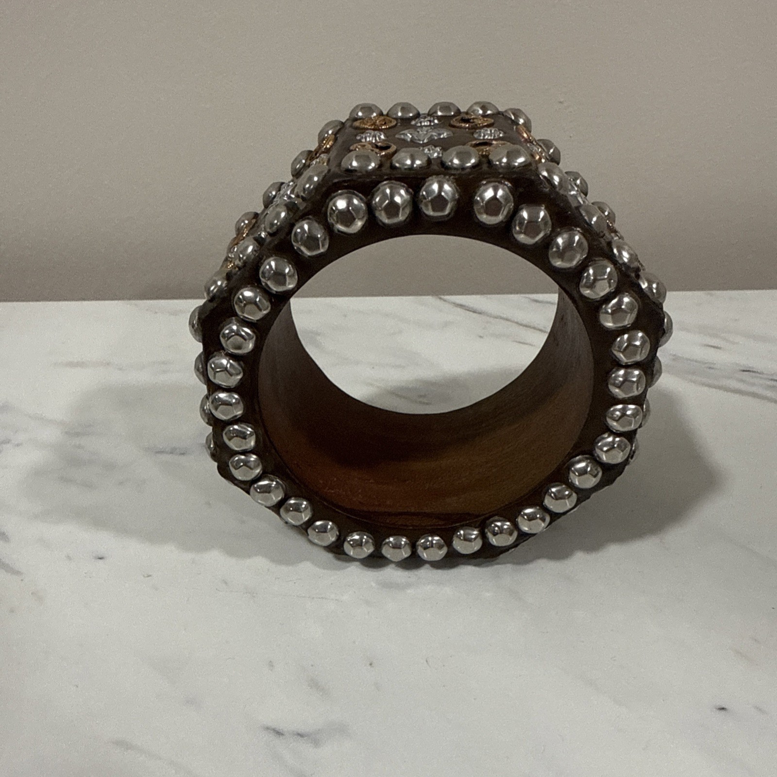 Antika Collection Brown Studded Bangle – Artisan Statement Bracelet