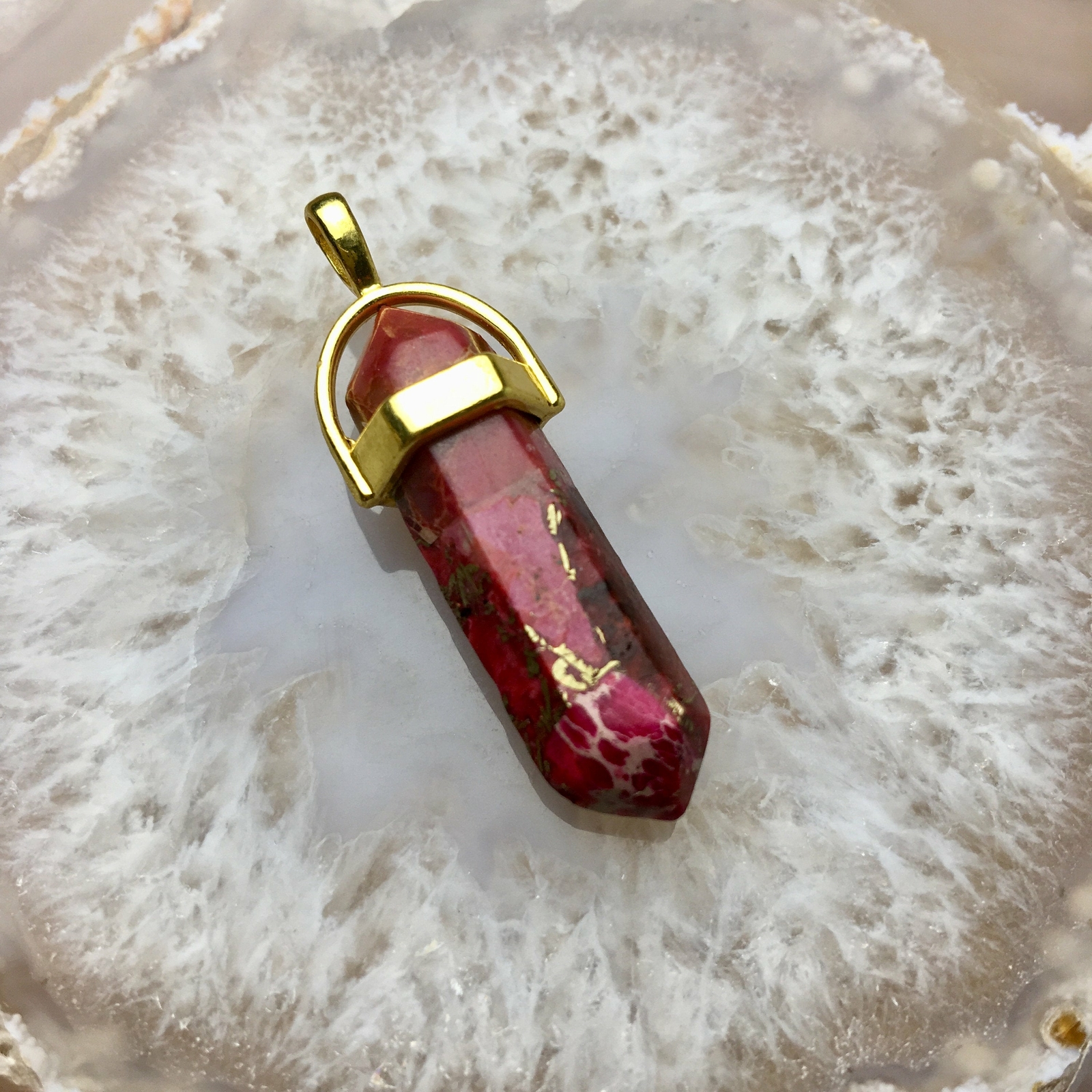 Sea Sediment Jasper Pendulum Pendant Healing Point 4 Colors Sold per Piece