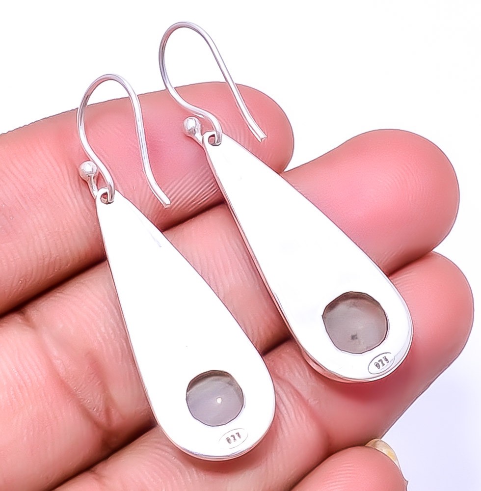 Golden Rutilated Quartz 925 Sterling Silver Earring 1.76″ E56, Christmas Gift