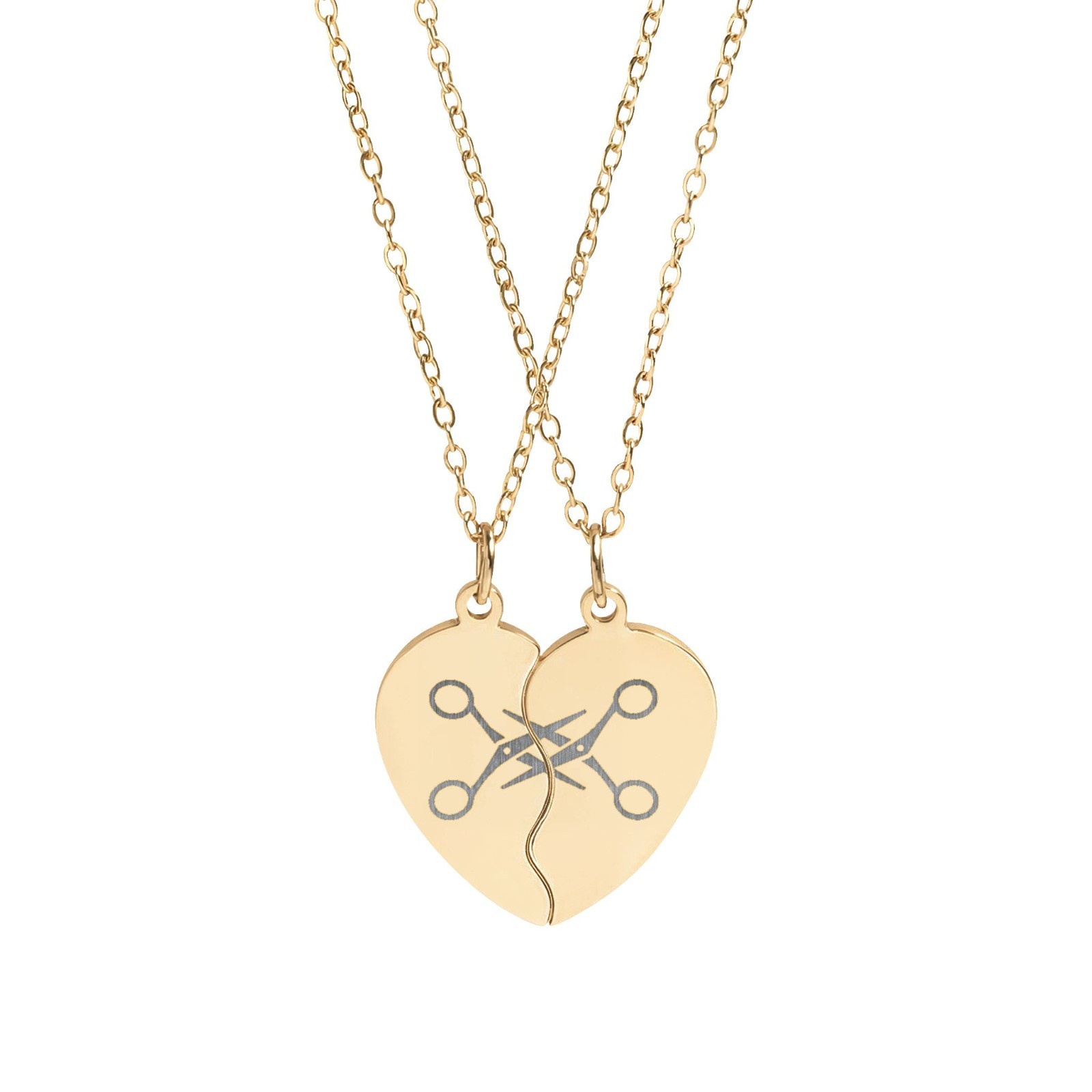 Matching Split Heart Scissor Necklaces – Queer Partner Jewelry with a Wink yuri