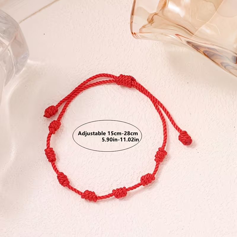 2Pcs Lucky Red String Bracelet Kabbalah Amulet 7 Knots Protection rope Man Women