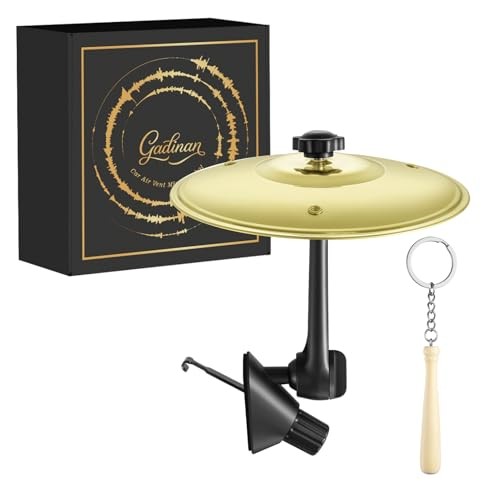 Mini Car Drum Cymbal for Car Air Vent (Gold) – Crash Cymbal Dashboard 1 Pack