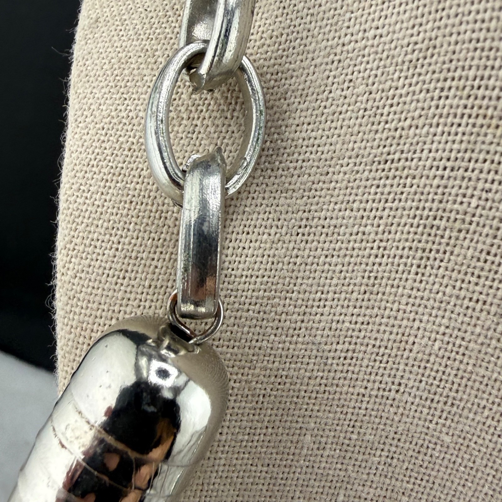Western Necklace Tube Chunky Silver Tone Y2K 22”
