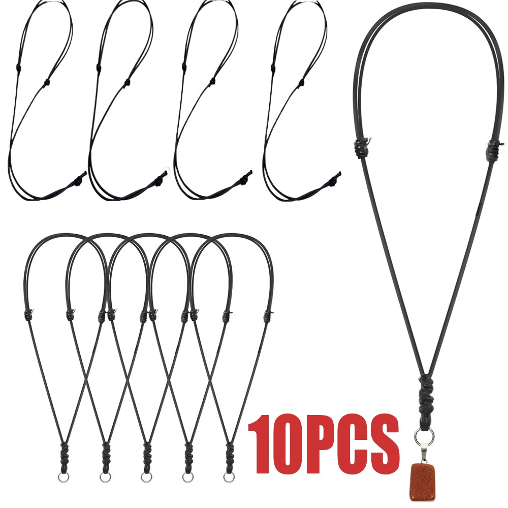 10PCS Necklace String Necklace Cord Black Adjustable Leather Rope Necklaces for