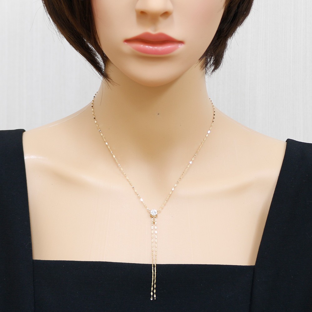 new Necklace K18 yellow gold diamond 0.21ct diamond 0.09ct