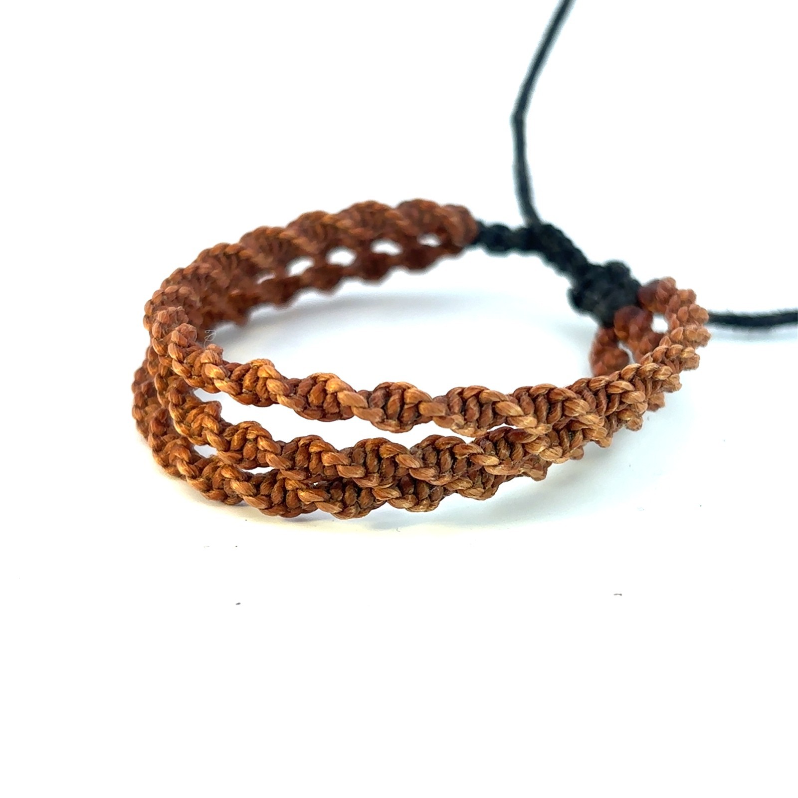 Handmade Braided Cord Bracelet Macrame Brown Adjustable Unisex Boho