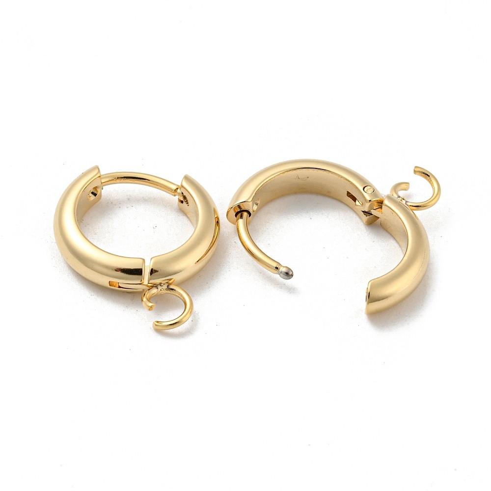 10pcs Huggie Hoop Earring Finding Stainless Steel w/Loop Gold Plated Earring DIY