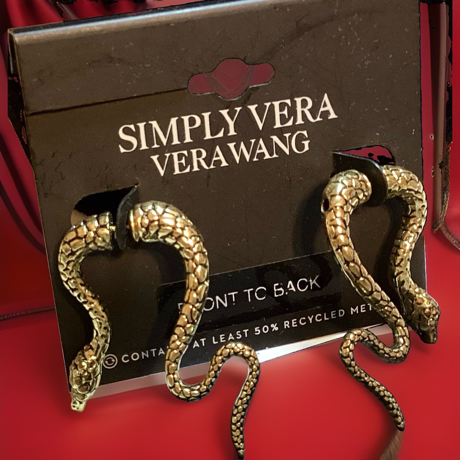 Simply Vera Wang Front To Back Snake Pierced Earrings New! Gothic Elegant!