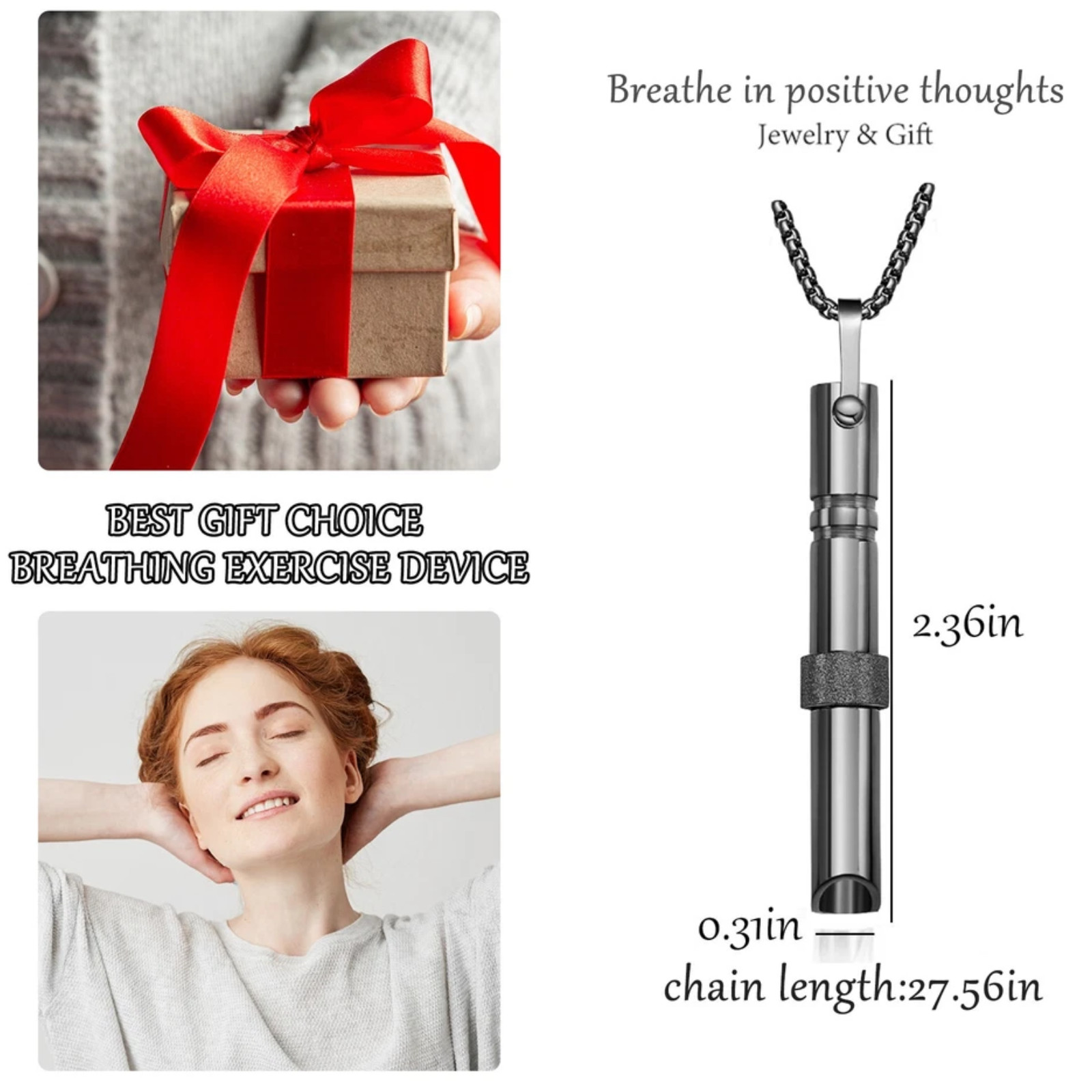 Breathing Necklace Anxiety Relief Pendant Stainless Steel Meditatio Choose Color