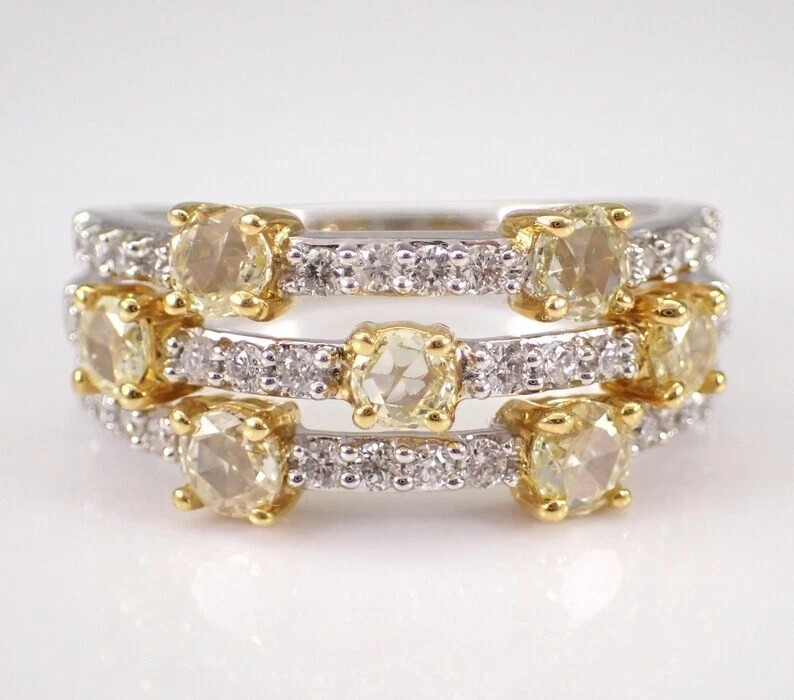 2Ct Round Cut Lab-Created Citrine Stackable Wedding Band 14K White Gold Plated