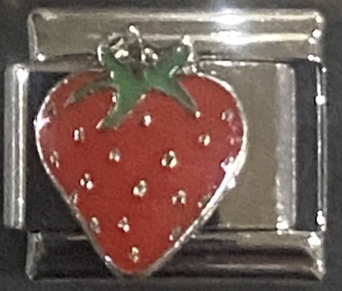 Strawberry Wholesale Italian CHARM Enamel Link 9MM K2023J100- Fruit