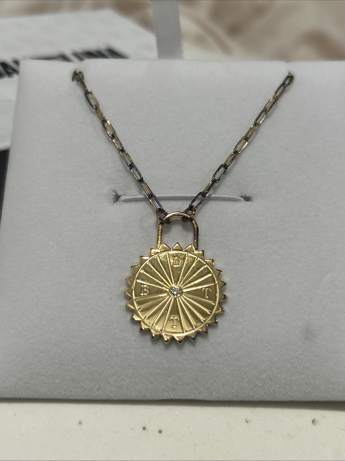 OAK AND LUNA ENGRAVED COMPASS NECKLACE ( B.D.T.T)SILVER Tarnished Selling As Is