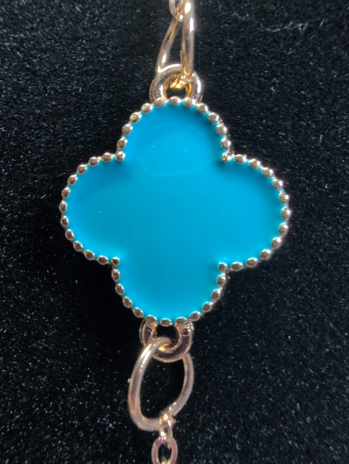 Gold Tone Necklace With Blue Flowers? 18 In Long With 1-in Extender