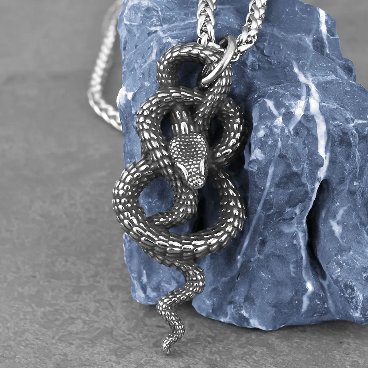 Stainless Steel Animal Snake Pendant Men Women Gothic Punk Hip Hop Handmade