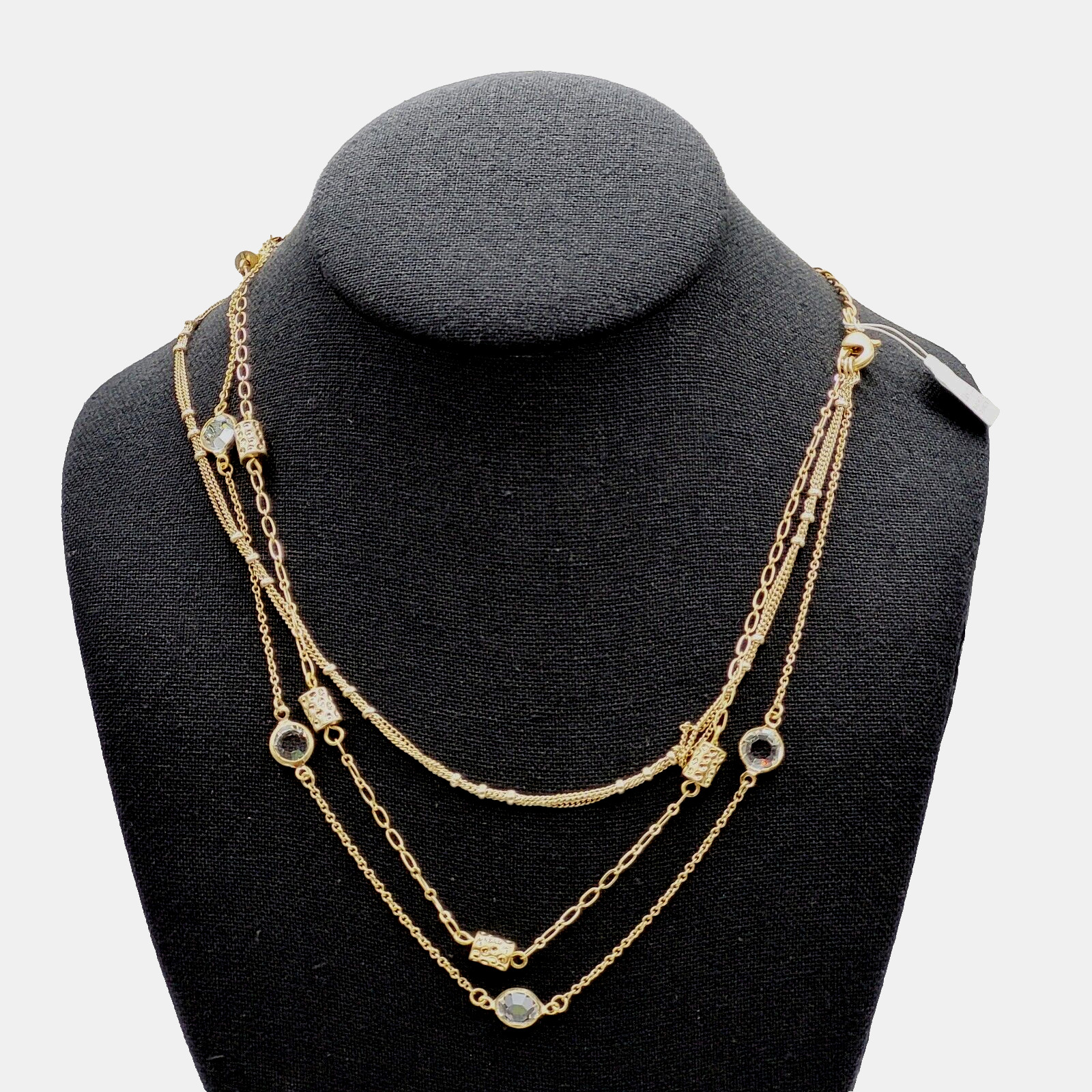 Set of 3 Detachable Necklace Crystal Barrel Station Gold Tone lia Sophia 2014
