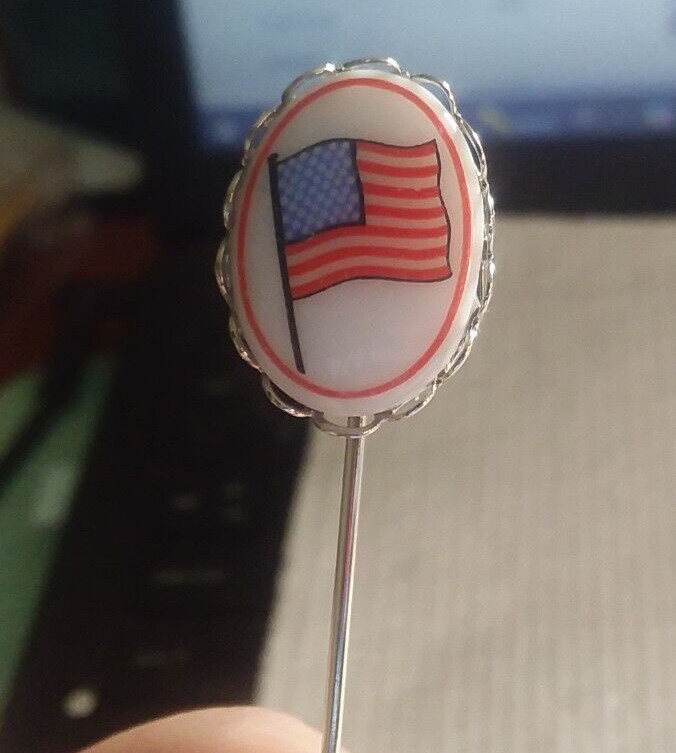18x13mm Glass Flag Cabochon Lapel Stick Pin 07-01-2024