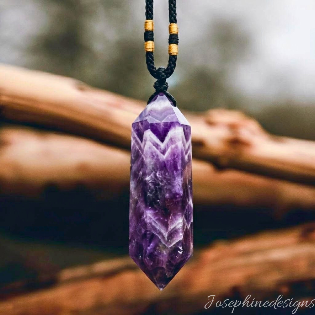 Natural Hexagonal Amethyst Pendant Unisex Crystal Healing Chakra Necklace Gift