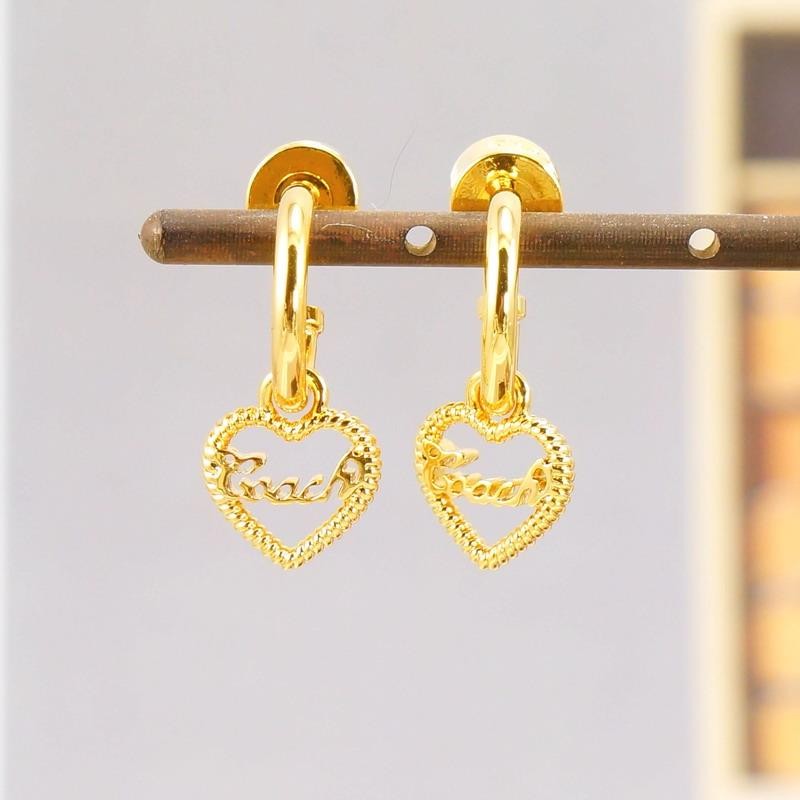 NWOT Coach Signature Heart Charm Huggie Earrings Gold Tone
