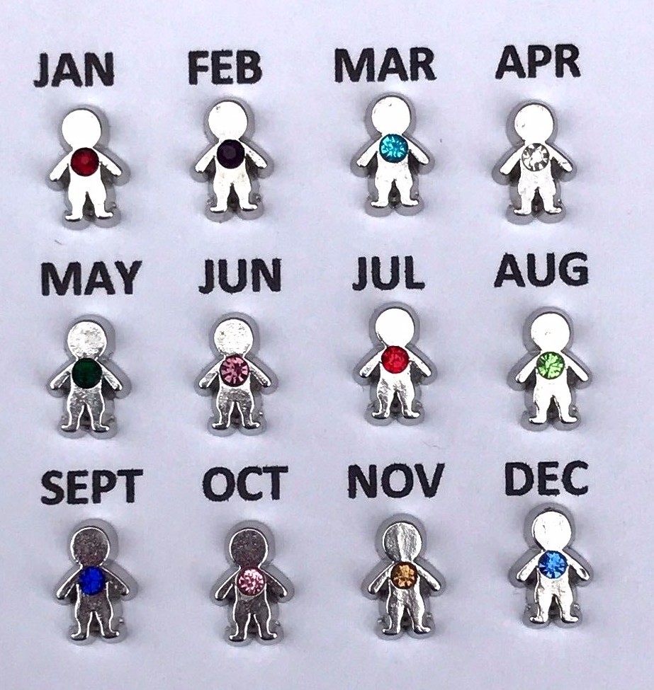 Floating Charm BIRTHSTONE Boy Girl Son Daughter fit Glass Locket