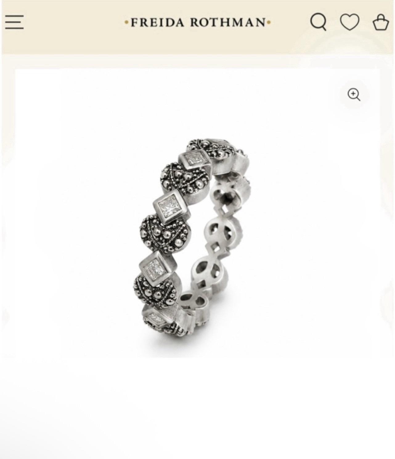Freida Rothman FR 925 Sterling Silver Black Rhodium Matte FinishStacking Ring 8