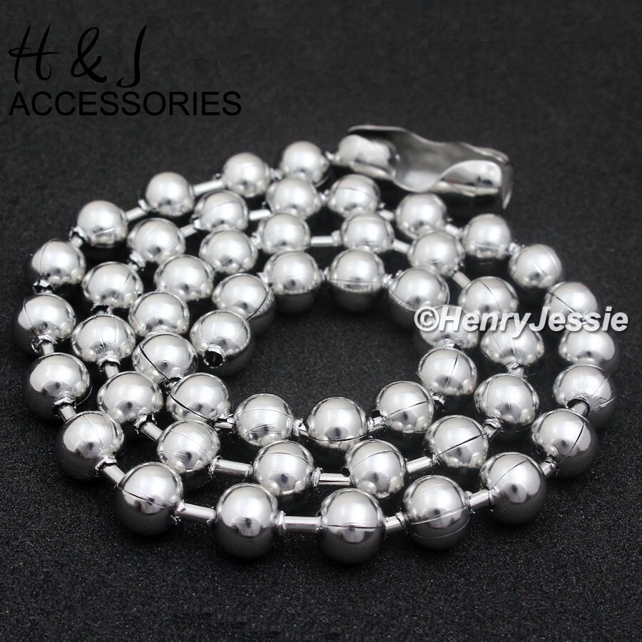 24″MEN’s Stainless Steel 8mm Silver Ball Beads Link Chain Necklace*AN168