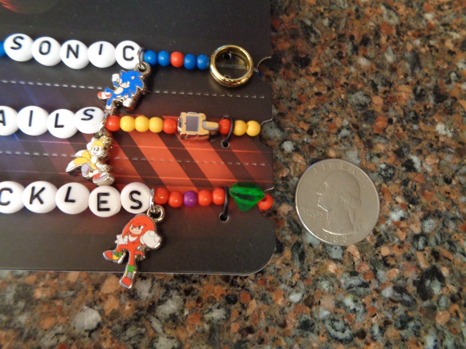 Sonic The Hedgehog 3 Team Sonic Bead Bracelet Set of 3 Charm Tails Knuckles New