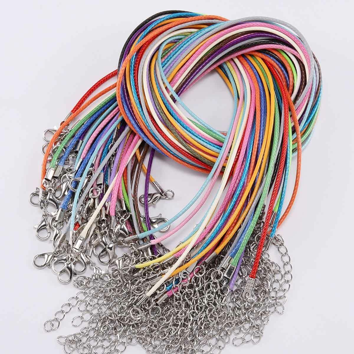 Colorful Necklace Braided Leather Rope Jewelry Making DIY Chain Cord w/Clasp
