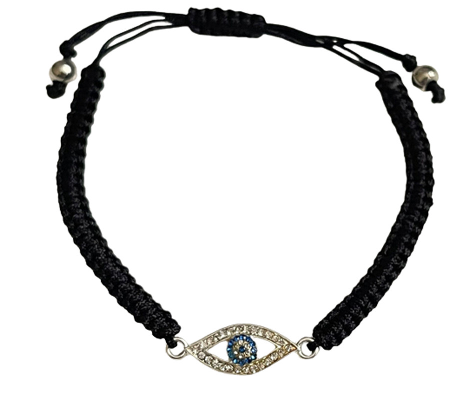 Evil Eye Hamsa Bracelet Black String Bracelet Adjustable Cubic Zerconia