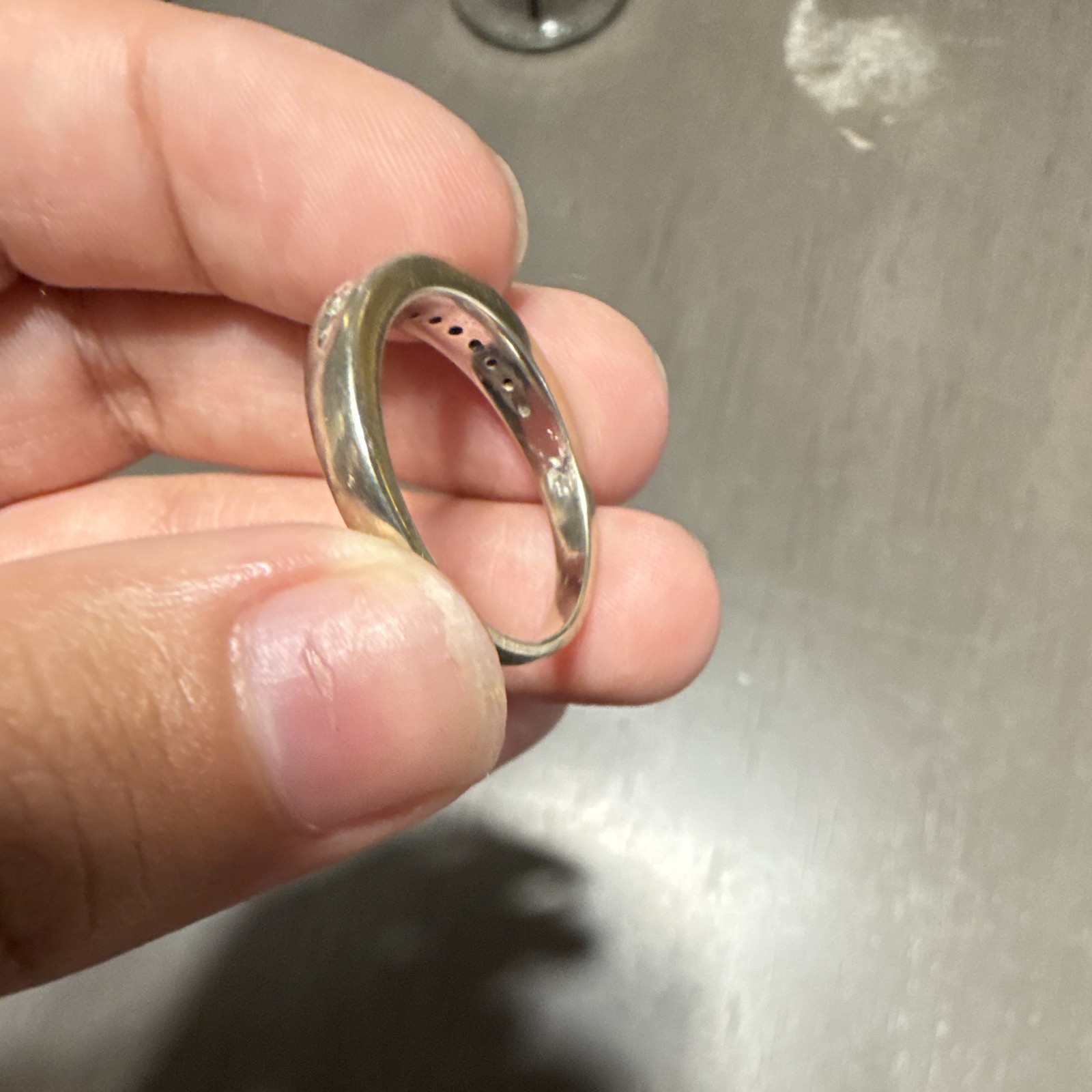 Littman Jewelers Silver Tone Band Ring Clear Stones, Size 8 Pre-Owned