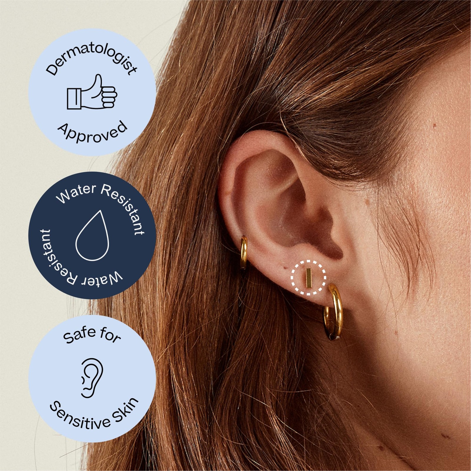 | Titanium Stud Earrings for Women – Mini Isla Gold | Implant Jewelry for Sen…