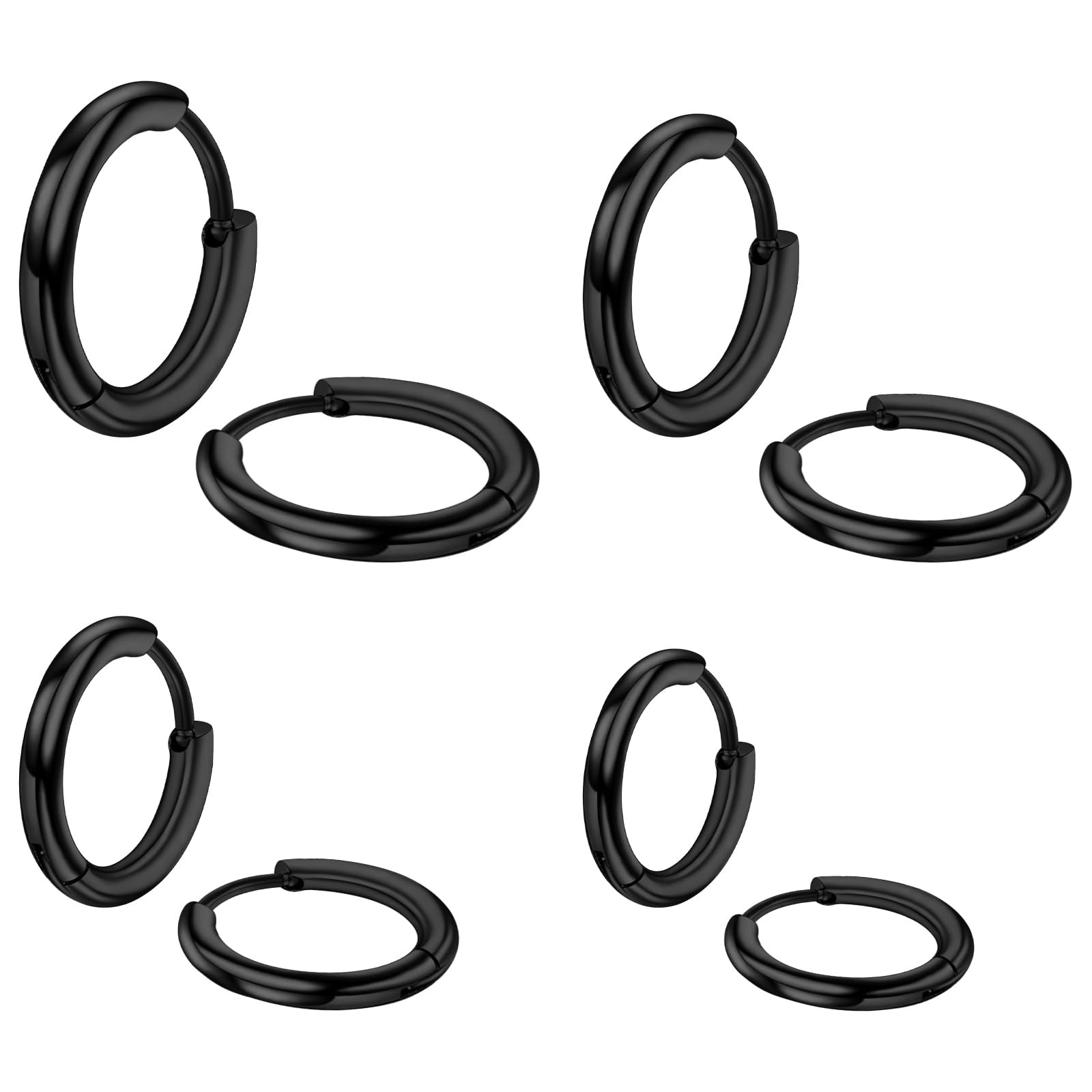 4 Pairs Hoop Earrings for Men 316L Surgical Steel Hoop Earrings 8mm 10mm 12mm…
