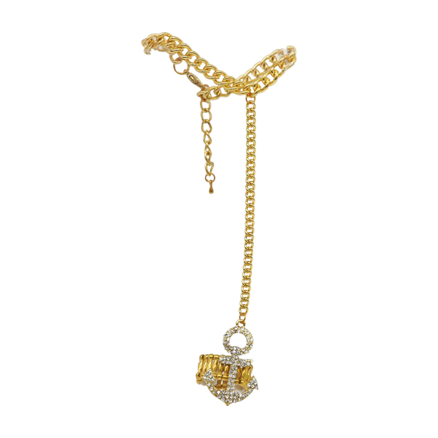 Hot Women Gold Metal Hand Chain Bracelet Connected Anchor Ring One Size Fits All