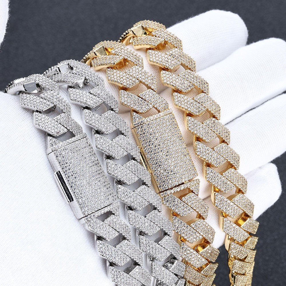 15mm Hip Hop Miami Cuban Chain Necklace Bracelet Jewelry Set 18k Gold Plated