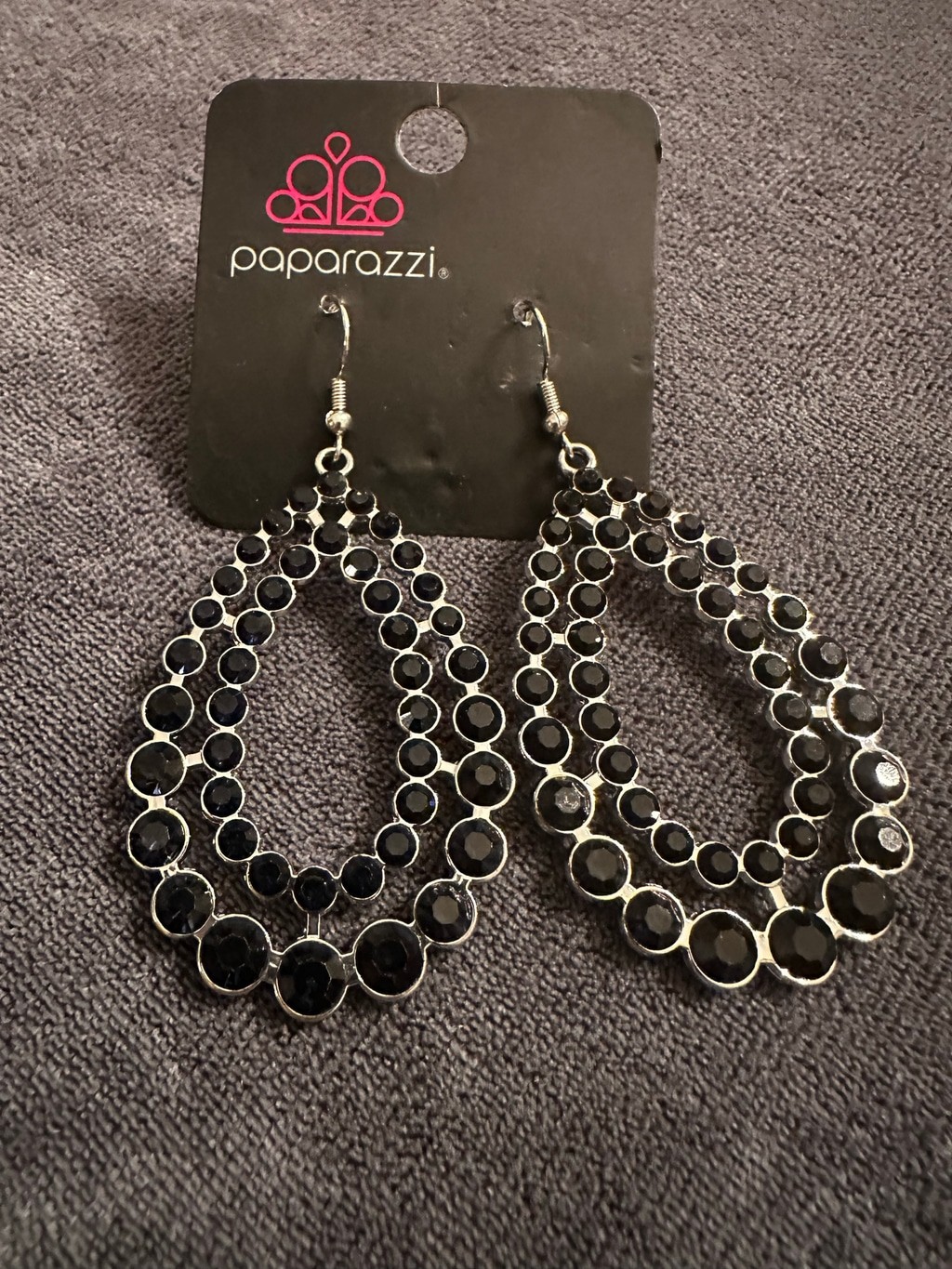 Paparazzi Black and Silver Earrings Teardrop Dangle