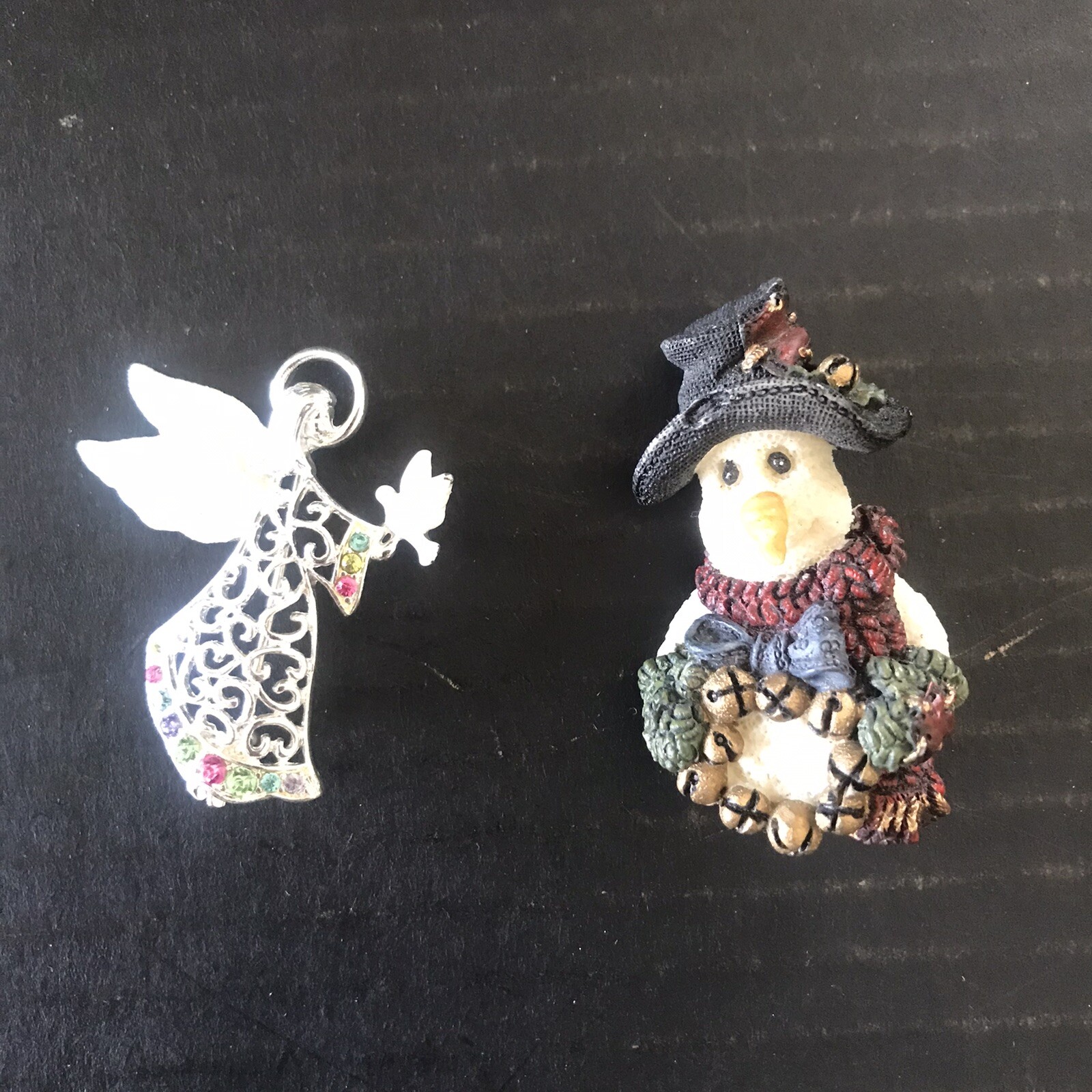 Christopher Radko Rhinestone Angel Pin Brooch & Unbranded Hobo Resin Brooch