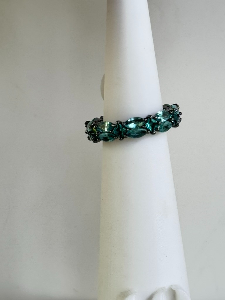 Bomb Party Sirens Veil of The Abyss Pariba on Hematite Ring Sz 7