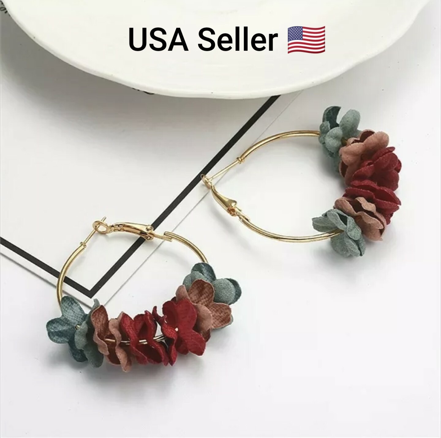 New Cute Fabric Flower Drop Earrings Women Korean Fashion Handmade Jewelry Petal
