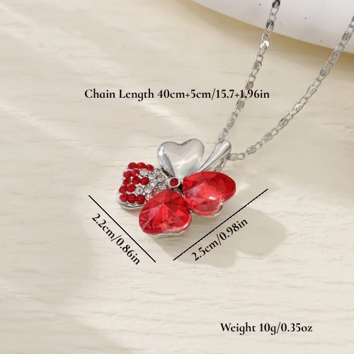 Lucky Four Leaf Clover Cubic Zirconia Pendant Necklace Great Gift Idea