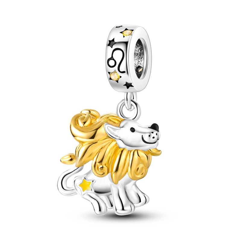 MULA European 925 Silver Charm AAA CZ Enamel Leo Dangle For Women Bracelet