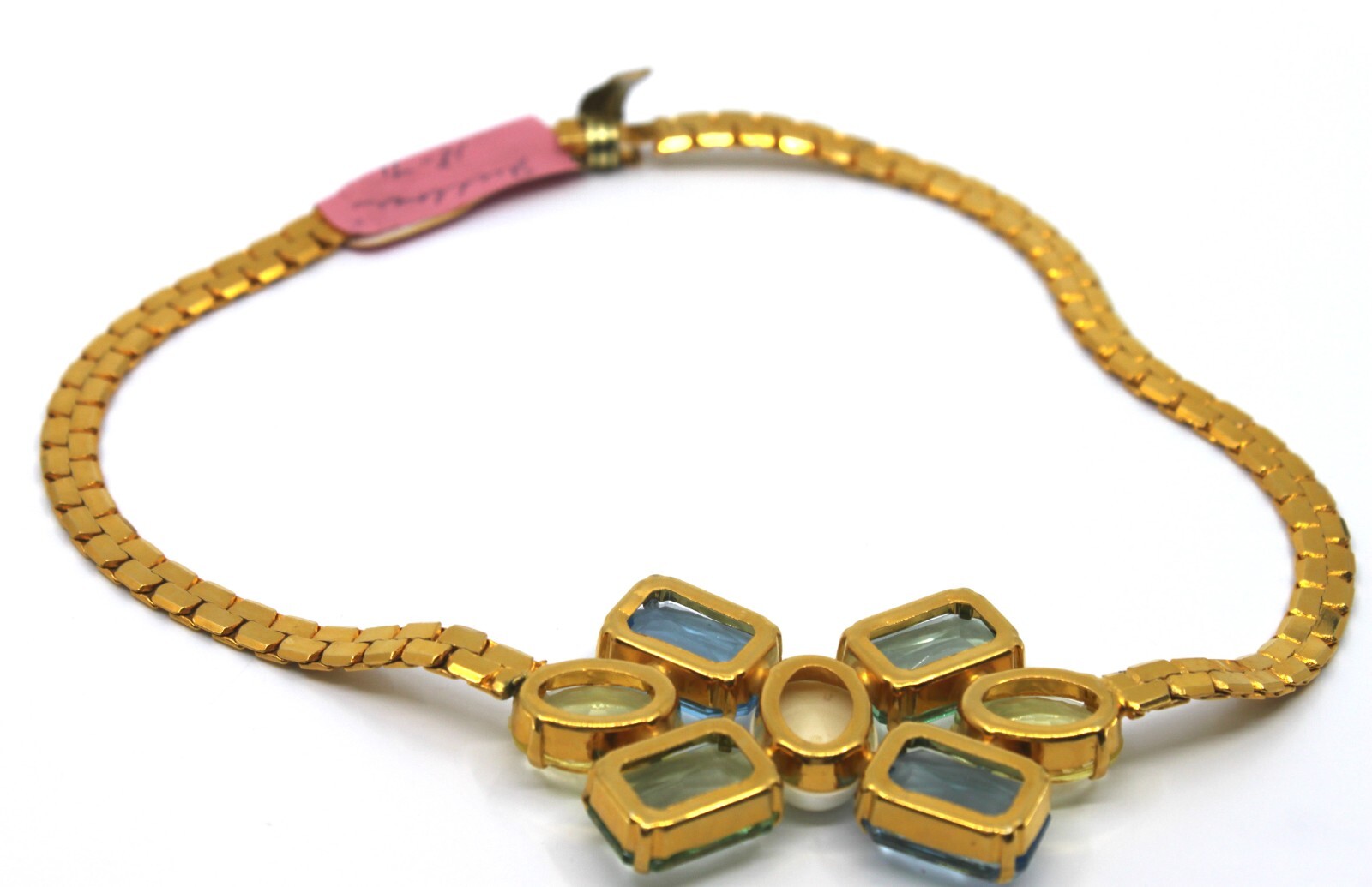Multi Color Crystal Pendant Fashion Statement Necklace 16″in Italy