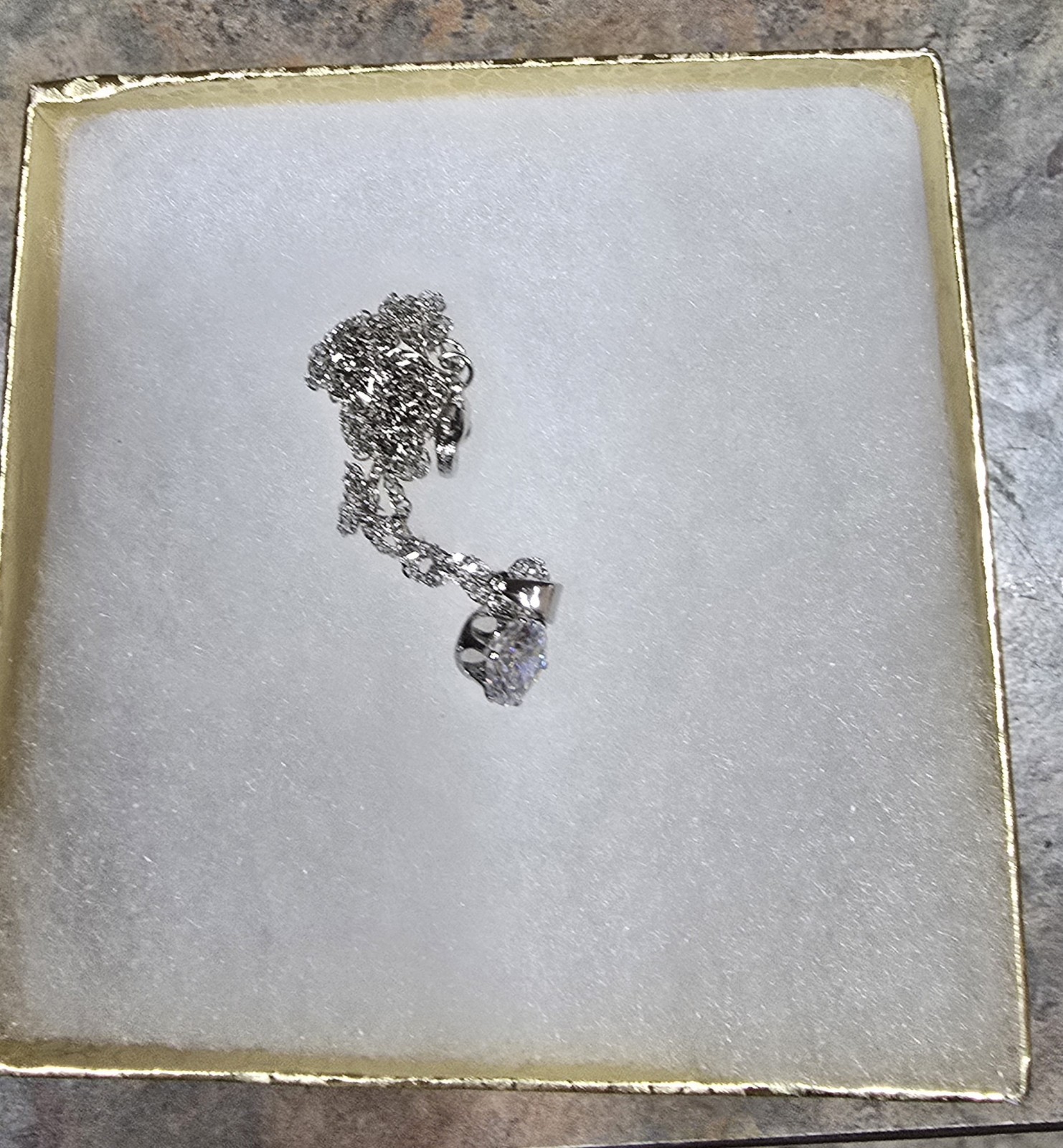 Clear Crystal & Silver Tone Necklace & Earring Set With Gift Box