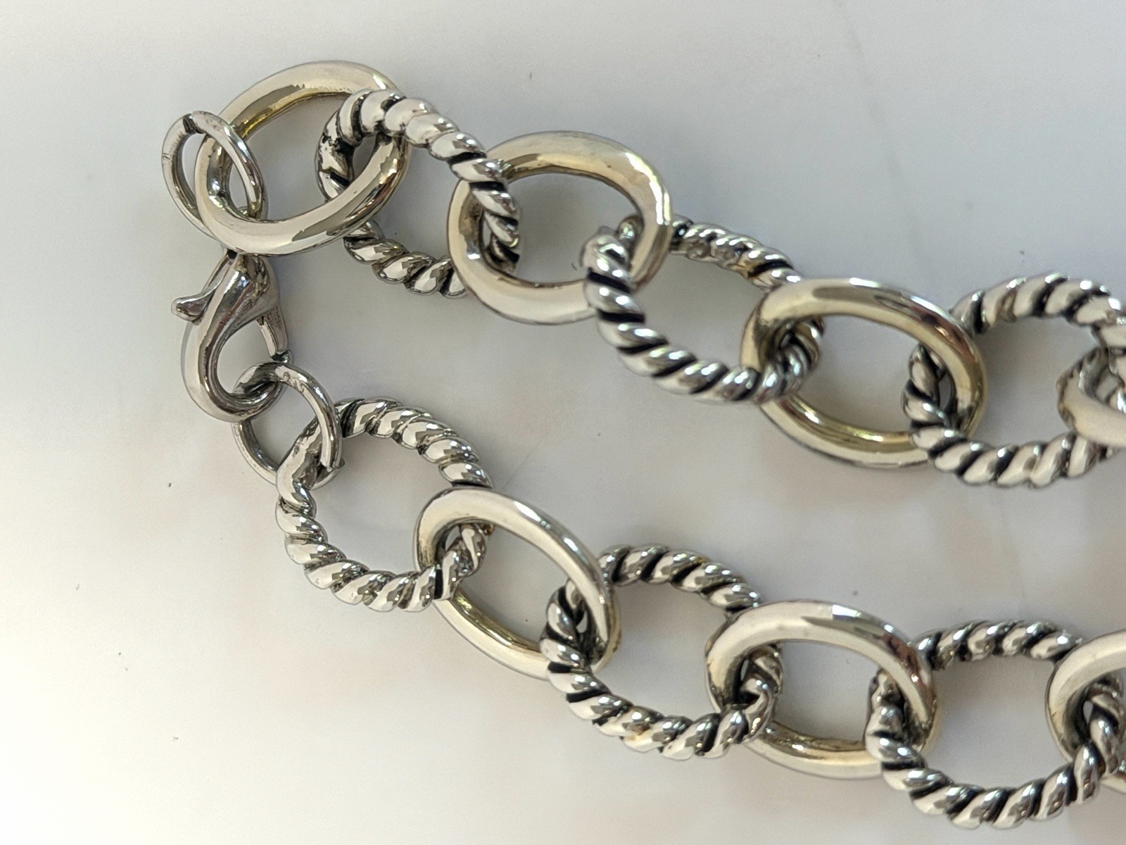 Designer Inspired Two Tone Oval Twisted Cable Link Chain Necklace EUC